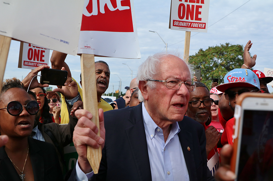 Sanders thanks striking GM union members for fighting against
